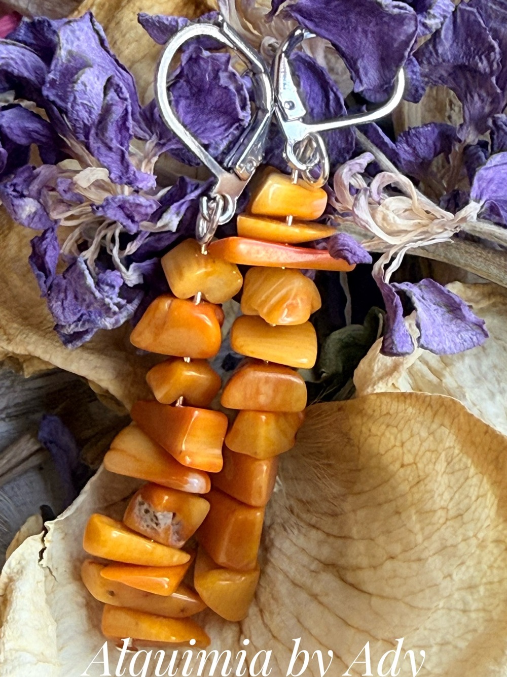 Alquimia Orange Chip Drop Earrings